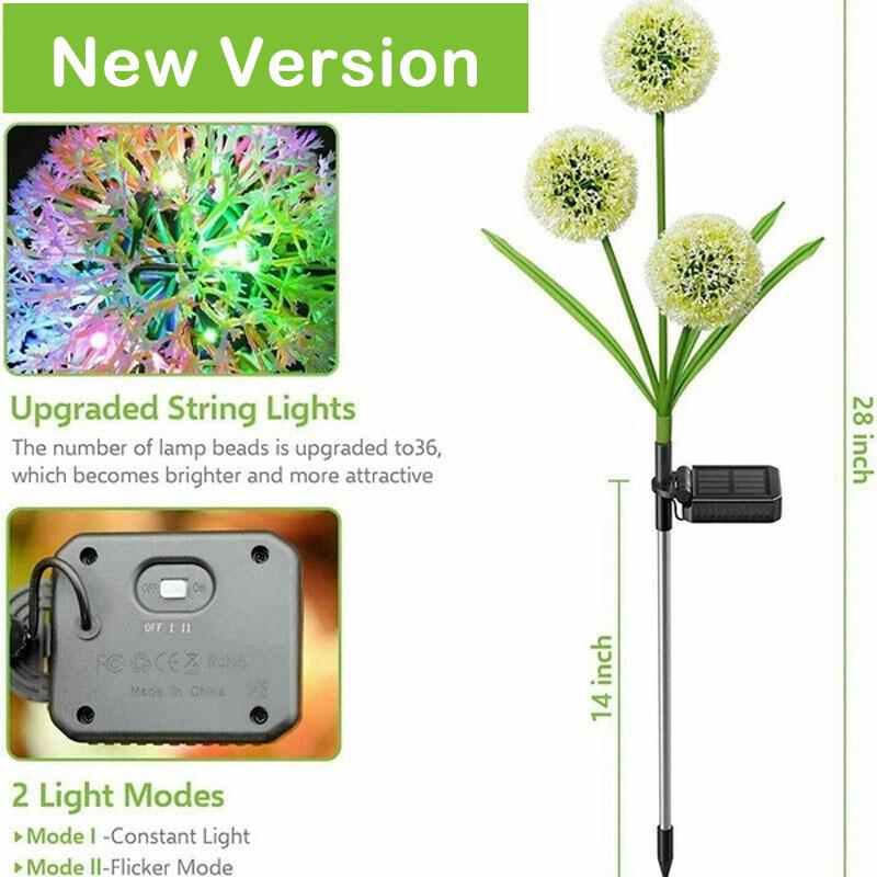 

3 головки цветок одуванчика солнечный светодиодный свет уличные садовые газонные лампы для сада уличные газонные колья сказочные лампы для двора 1 PC