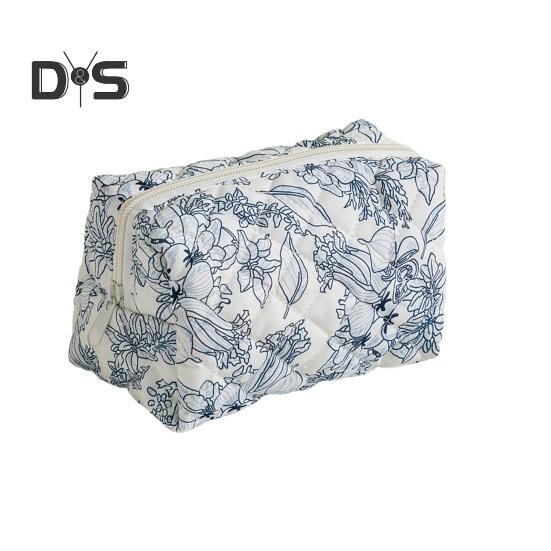 

Косметичка с цветочным принтом, застежка-молния, портативная, вместительная, для хранения косметики, для деловых поездок, для путешествий, косметичка, кисти для ухода за кожей, помады циан
