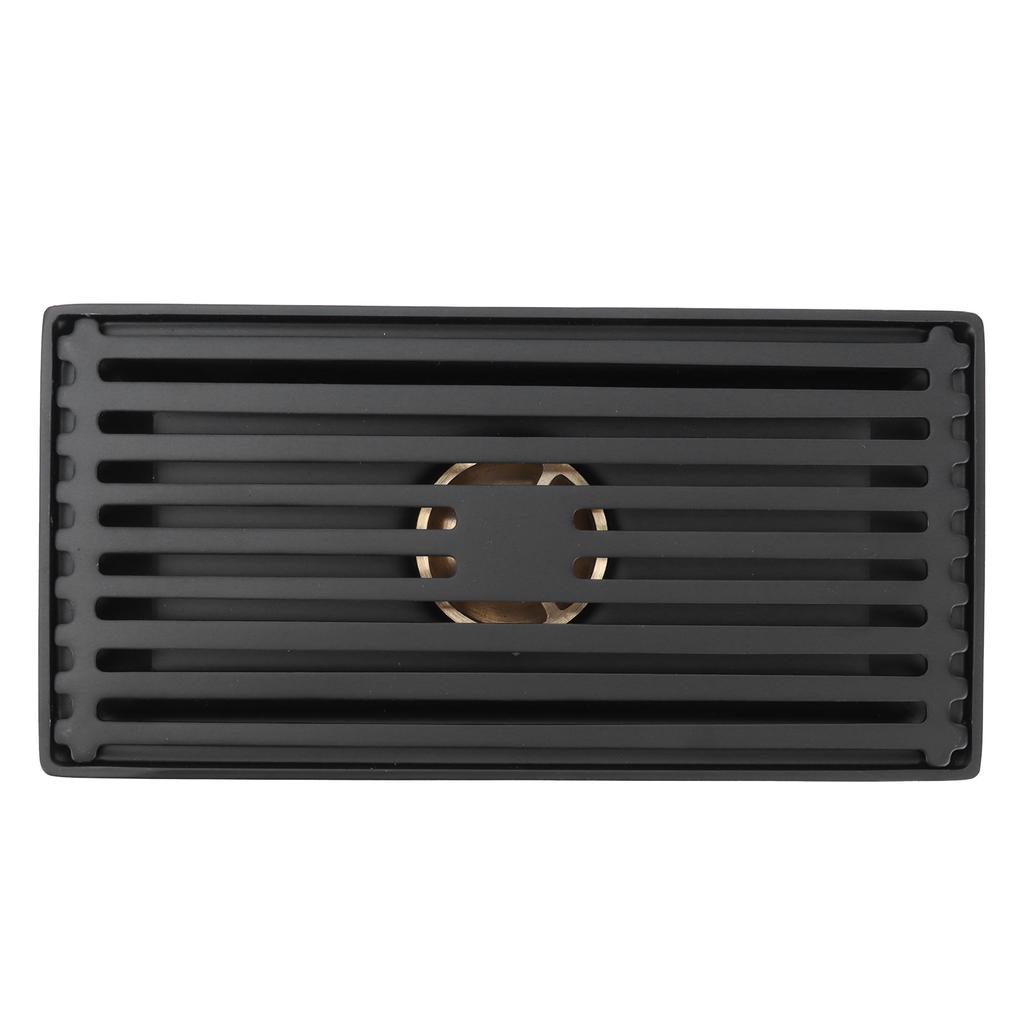 Sifon de Pardoseală Negru cu Capac Detașabil Oțel Inoxidabil Accesoriu Baie Bucătărie 10x20cm