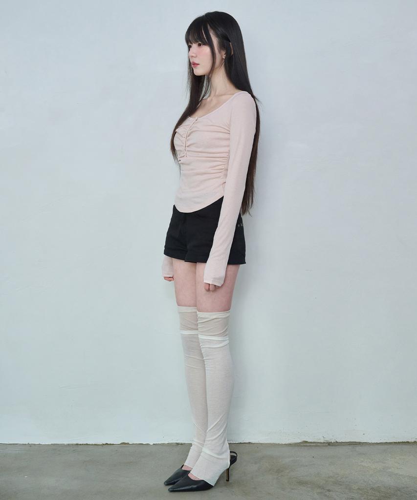 Leijeumiya Faye Soft Shirring Top [Baby Pink]
