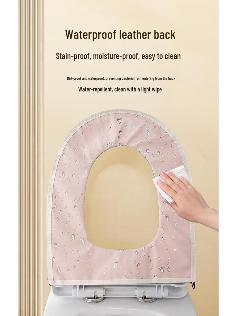 Waterproof Heated Toilet Seat Cushion with Zipper - Washable, Red, Winter-Ready Cover