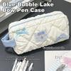 1Pc Blue Bow Pencil Case Large Capacity Pencil Bag Stationery Bag Travel Cosmetic Storage Bag Girls Pencil Case Organizer