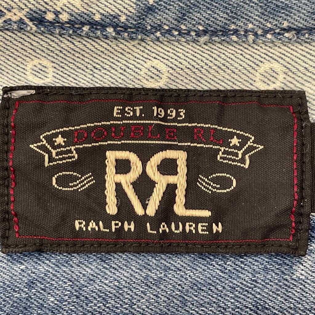 RRL Indigo X Blue Band Color Print Patchwork Shirt Tops M Indigo X blueUsed