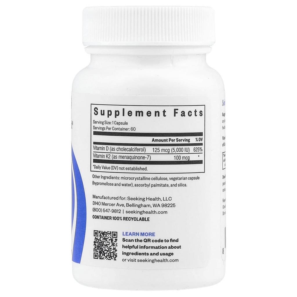 Vitamin D3 + K2, 60 Capsules