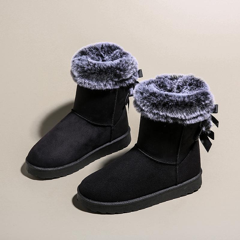 Fashion 2024 New Women Outdoor Comfortable Round Toe Boots Women Casual Winter Plush Fleece for Warmth Flat Snow Boots Shoes for Women