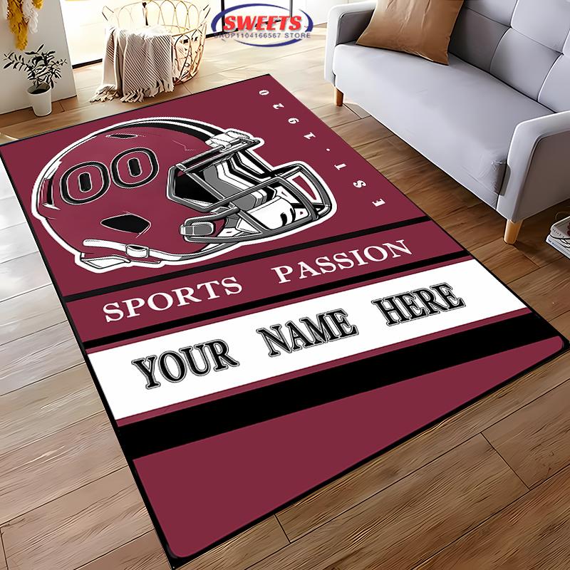 1 Stück personalisierter Fußballteppich mit Ihrem Namen und Ihrer Nummer, Geschenk für Fußballfans, Matte in großer Größe für Zuhause/Büro, Teppich, Besonderes Geschenk