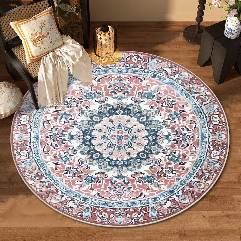 Bohemian Style Living Room Decoration Non-slip Round Carpet Room Decor Aesthetic Soft Bedroom Rug Easy Clean Cloakroom Chair Mat