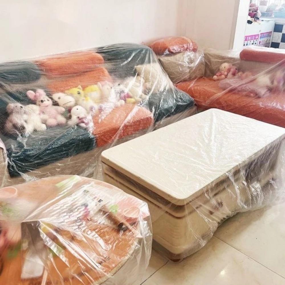 1PC Transparent Disposable Bed Dust Cover Waterproof Thick Plastic Furniture Protection Easy Application Elastic Edges