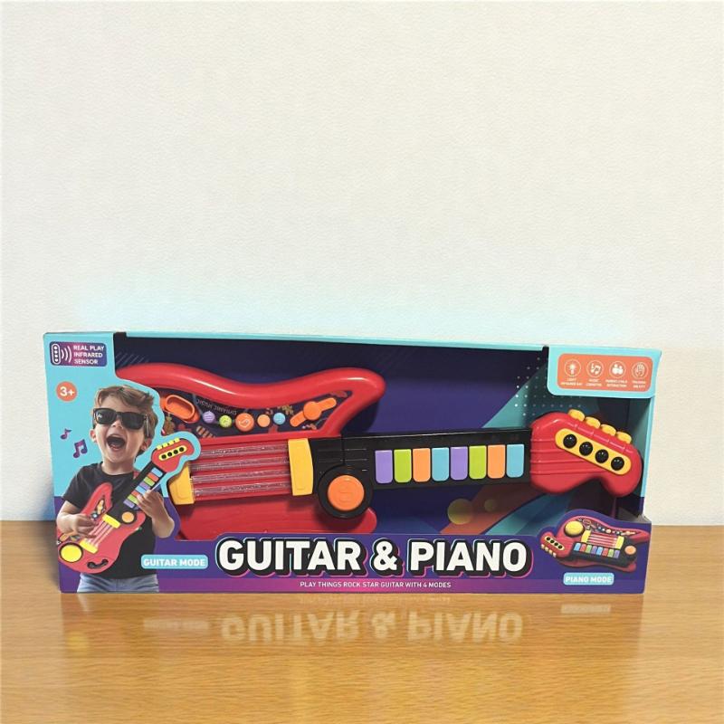 1Pc Children's Electric Music Guitar Toys, Electronic Organ Foldable Creative Bass Musical Instrument
