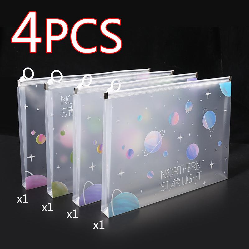 

4/12pcs A4 Space Zipper Folder File Bag Pouch Sakura Stationery Storage Bag for School Office Supplies Cartoon Storage Organizer