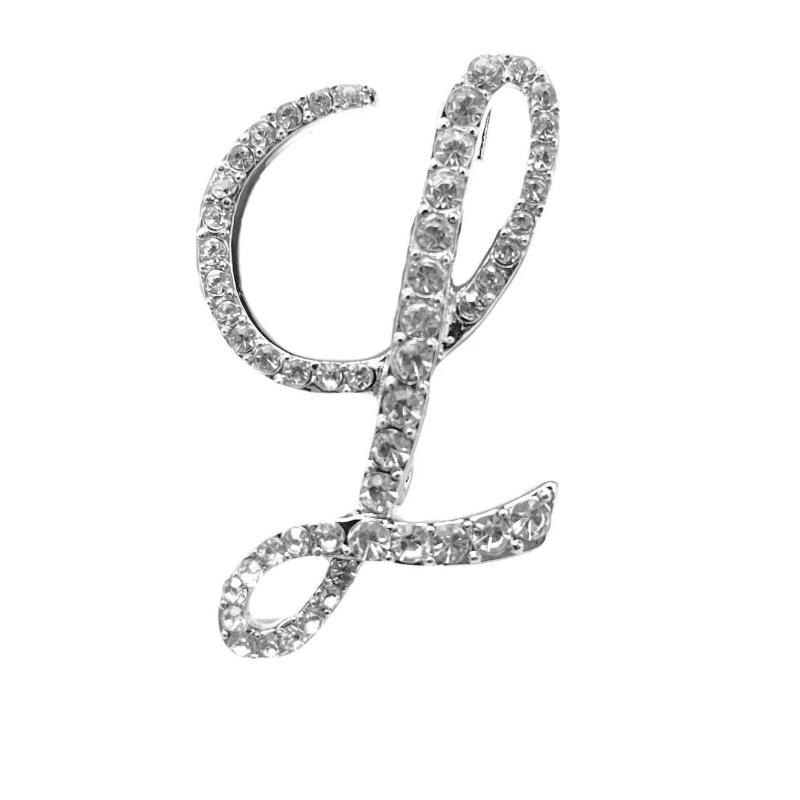 Fashion Alphabet Letter Brooch Pin Full Crystal Rhinestone Encrusted Minimalist Clothing Accessory For Women