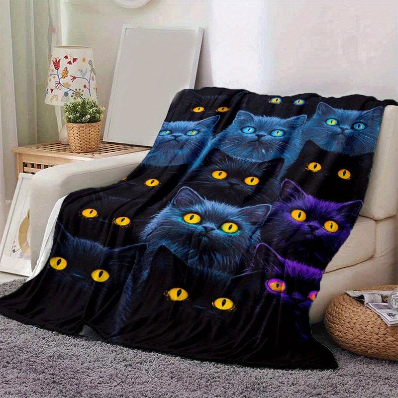 1pc Cat Printing Lightweight Flannel Blanket, Comfortable and Warm Blanket, for Camping Sofa Bed and Couch Office, In All Seasons