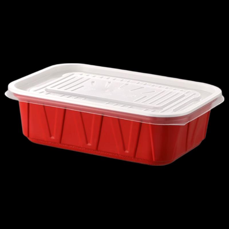 

Ronghe 700ml Corrugated Plastic Square Food Containers with Lids