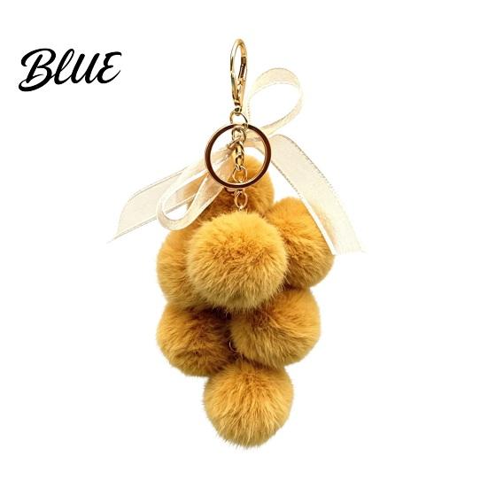 Plush Grape Decorative Pendant Keychain for Handbags, Fuzzy Cluster Bag Charm with Lightweight Bow, Fluffy Ball Keyring Backpacks and Purses