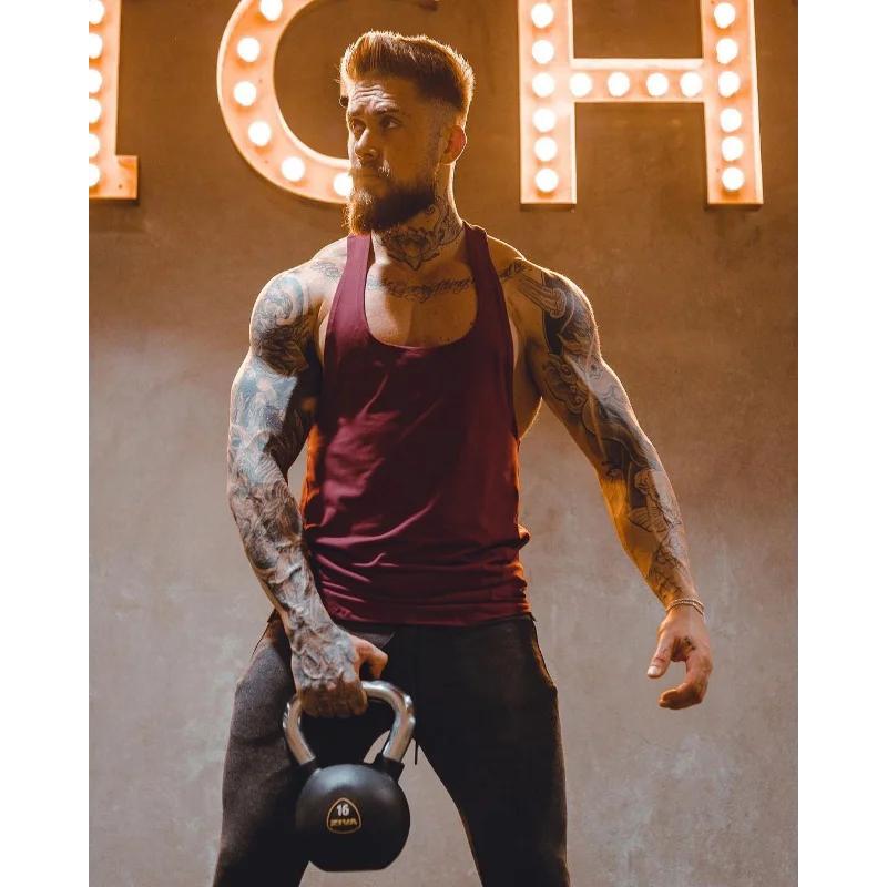 

Мускулистая фитнес мужская летняя спортивная и досуговая эластичная дышащая белая легкая пластина без логотипа вставка жилет L красный