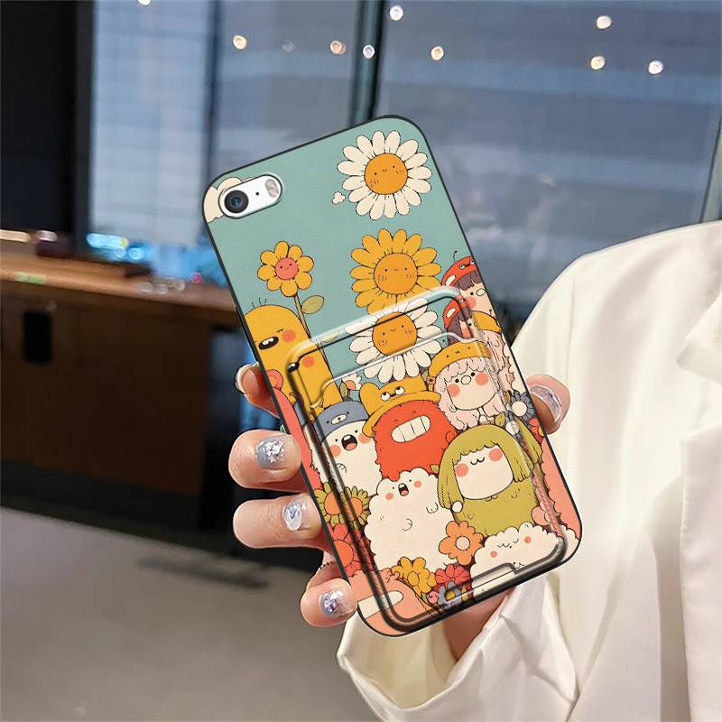 Fashion Design Dirt-resistant Phone Case For Iphone 5/5S/SE/ip5/ip5S/ipSE Card Bag TPU Card Slot Shockproof Anti-knock
