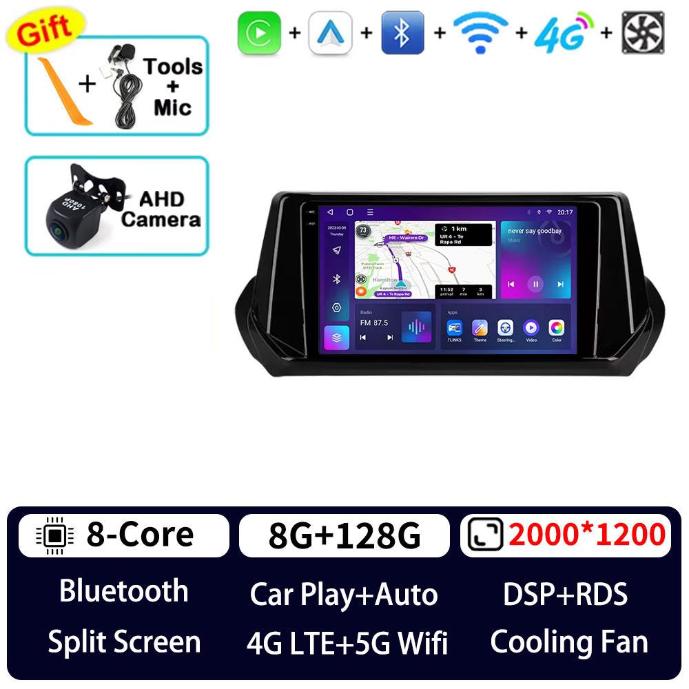Android 16 Carplay sans fil pour Peugeot 2008 208 2019 2020 2021 2022 Autoradio Lecteur multimédia vidéo Navigation GPS 4G BT