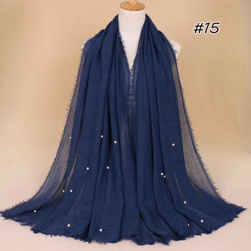 New Plain Crinkled Cotton Muslim Hijab Scarf Women Ladies Scarfs Shawls Head Wrap Pearl Beads Head Scarves Soft Muffler Stole