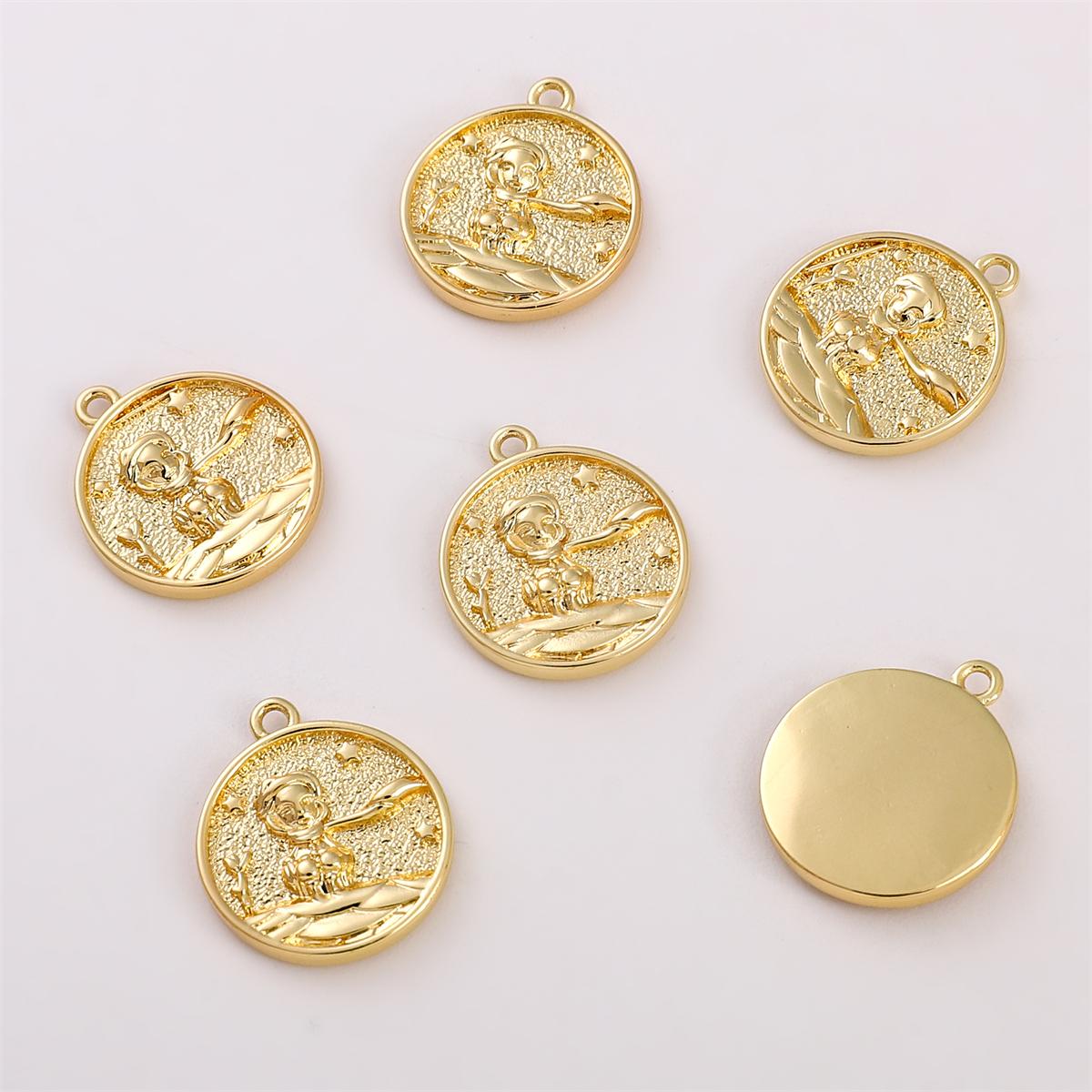 

Высококачественные медные круглые подвески, аксессуары для изготовления ювелирных изделий, ожерелье, браслет, серьги 15*17mm золотой