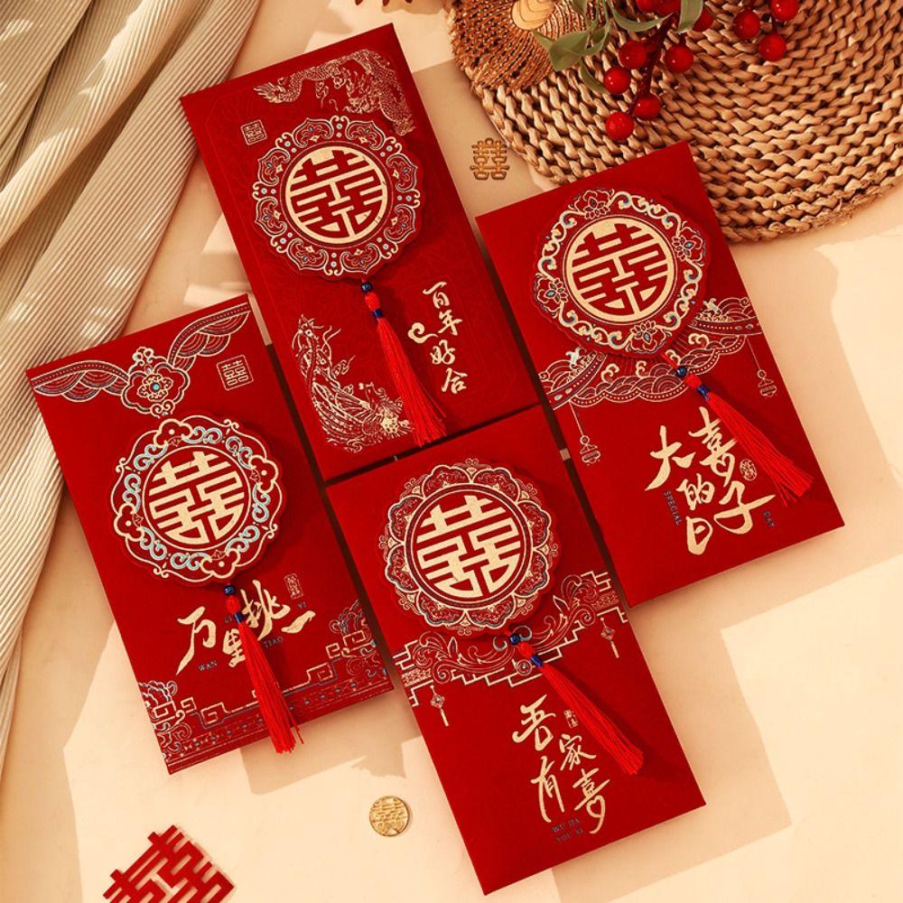 2Pcs/set Bronzing Wedding Changing Fee Bag Chinese Style Money Red Pocket  Wedding Party