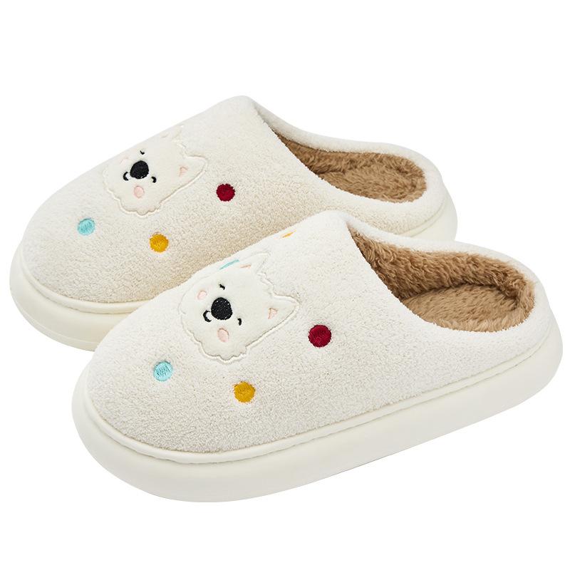 Cartoon Cute Plush Cotton Slippers Winter 2025 New Indoor Home Non-slip Warm Thick-soled Slippers Autumn and Winter