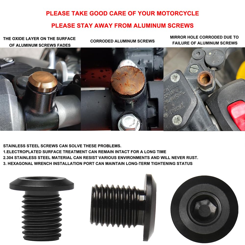 FENRIR Mirror Hole Cover Cap Motorcycle Mirror Hole Plug 304