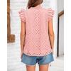 Women European Style Casual Summer Hollow Out Embroidery Flounce Sleeve V Neck Shirt