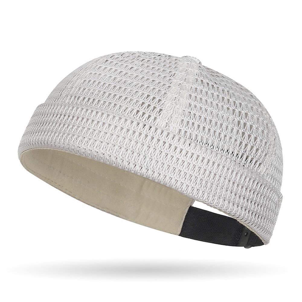 

New Mesh Breathable Brimless Melon Skin Hat Summer Ultra-Light Adjustable Docker Beanies Hat Outdoor Hip Hop Sailor Landlord Cap One Size бежевый