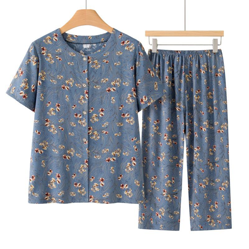 

Summer Set: Casual Two-Piece Short Sleeve Outfit for Grandmothers & Middle-Aged Women 3XL (120-140 kg)