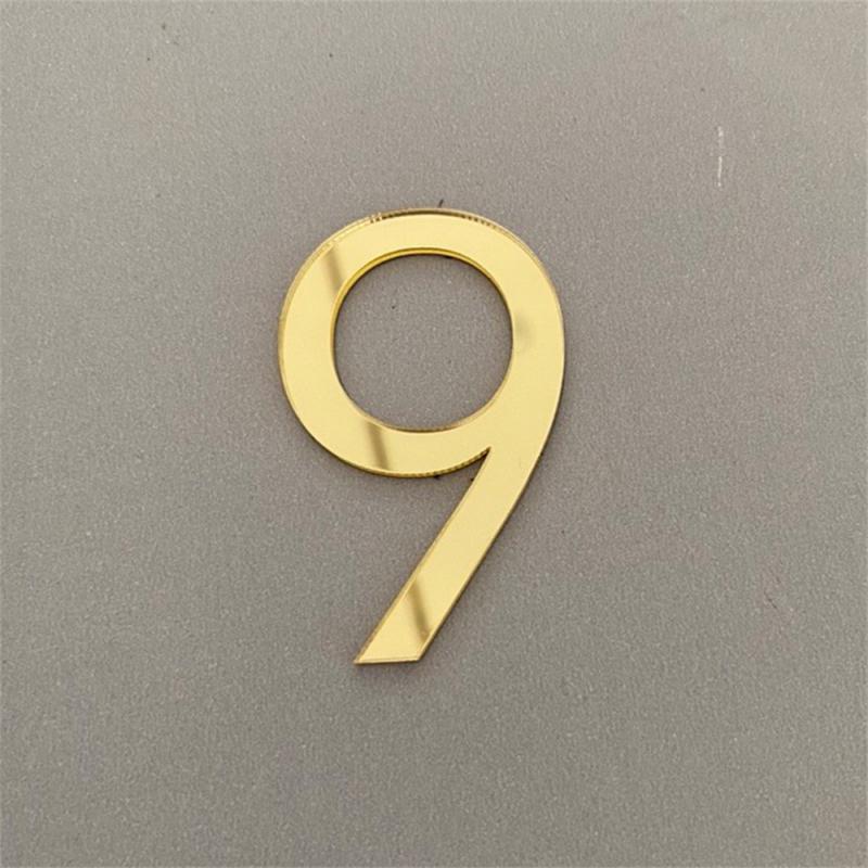 3D Self-adhesive Waterproof Plating House Number 0 To 9 Modern Gold Digits House Number Door Plate Address Outdoor Door Number
