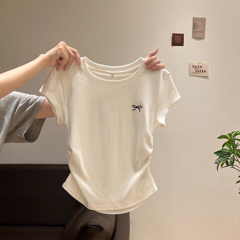 

White Slim-Fit Plus-Size Women s Drop-Shoulder Short-Sleeve T-Shirt, Summer Base Layer L (105-115 kg) білий
