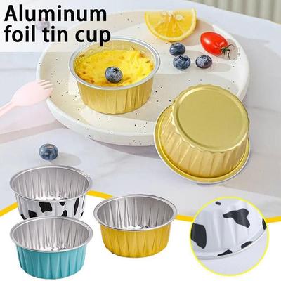 10PCS New Air Fryer Reusable Aluminum Foil Tin Cup Tray Tinfoil Cups Pudding Cake Mold Tinfoil Box