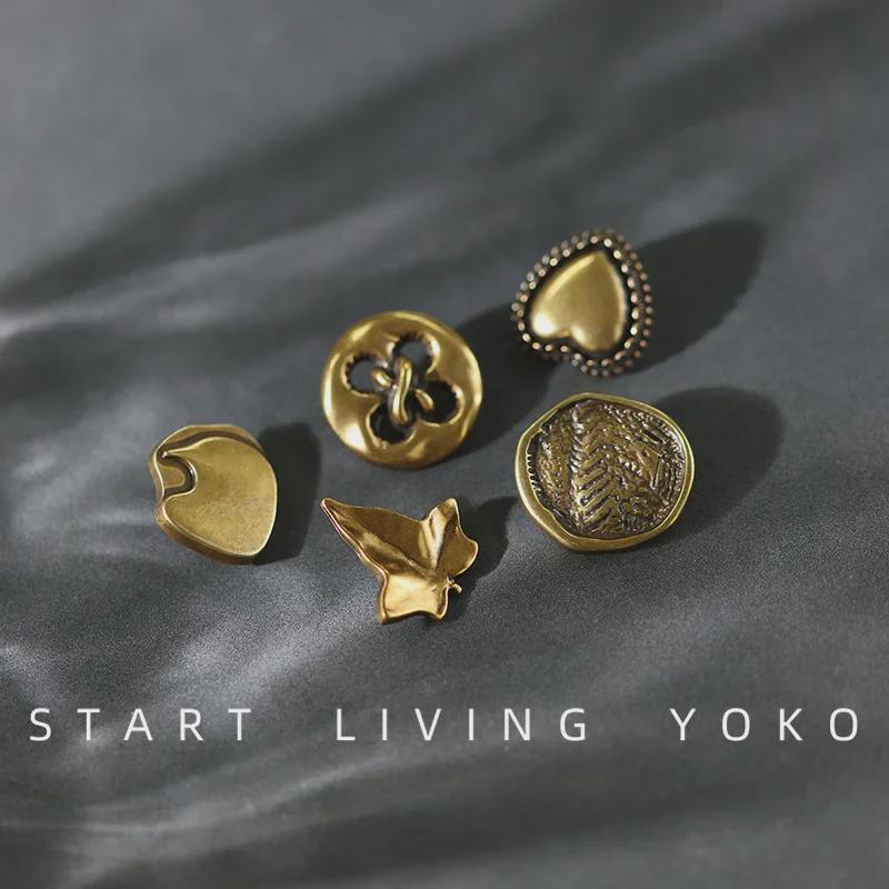 Metall Bronze Herz Blatt Dekorative Hochbeinige Knöpfe für Pullover oder Hemd