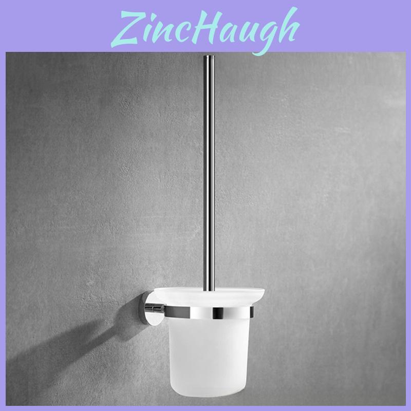Contemporary Stainless Steel Toilet Brush Holder With Glass Cup For Bathroom Hygiene And Storage