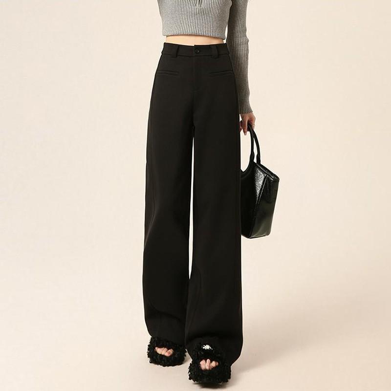 Premium Wool Narrow Straight-Leg Pants for Women - Autumn/Winter 2025 Pear-Shaped Casual Suit Pants