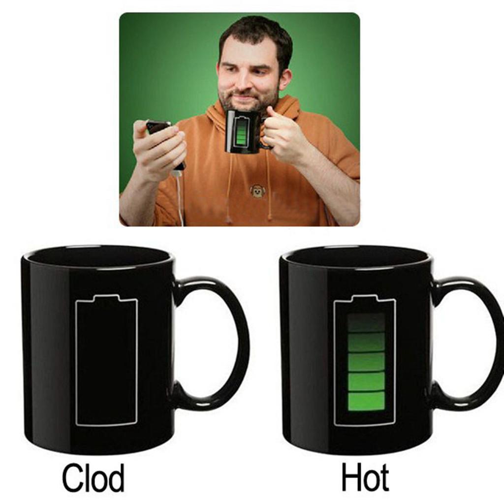 Farbwechselnde Keramiktasse mit Glühbirnen-, Tetris- und Batteriemuster zum Verschenken und für Werbezwecke