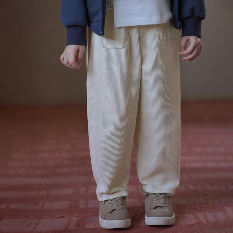 Hacikis Kids  Beige Corduroy Loose Fit Pants 140