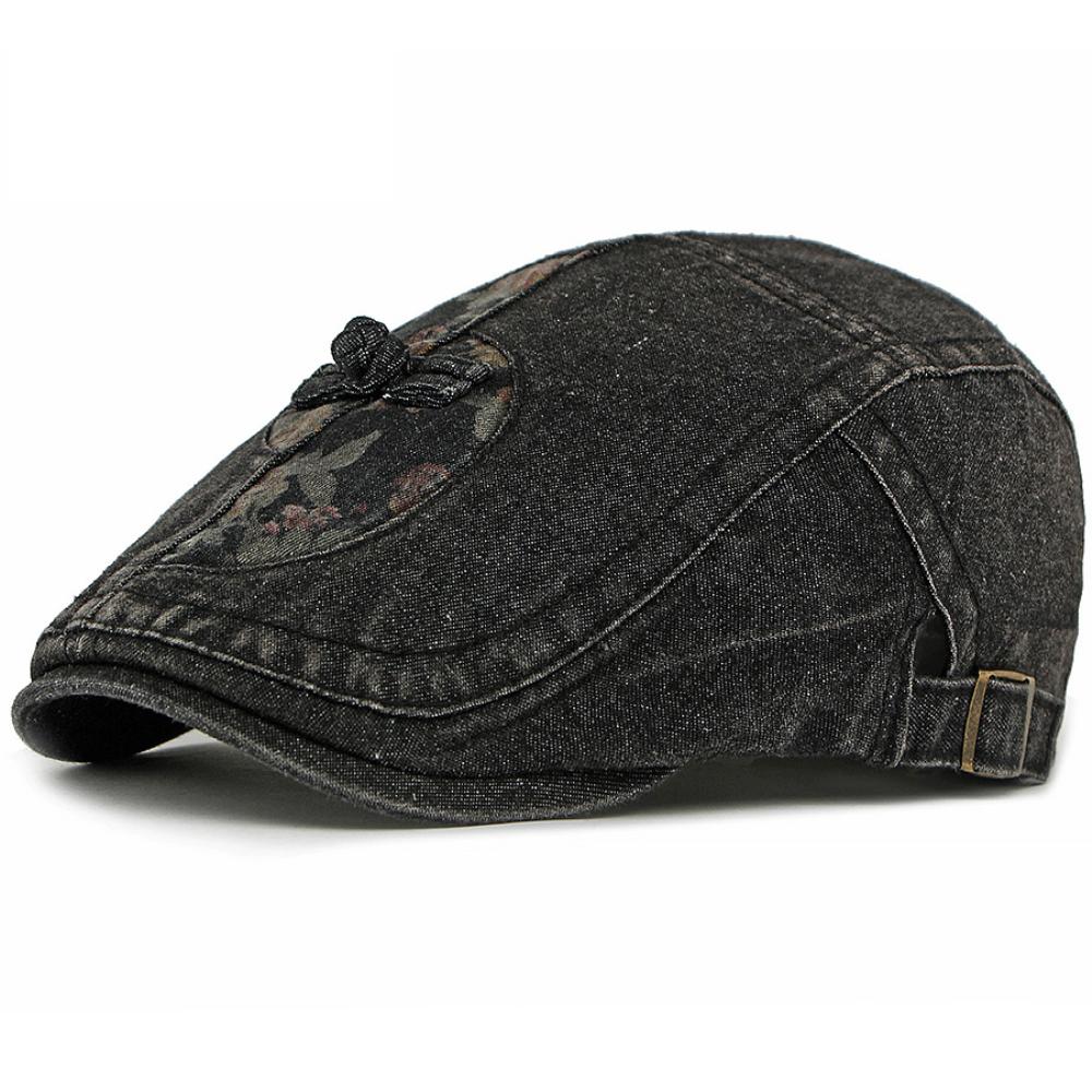 HT4886 Mens Berets Women Retro Floral Artist Painter Beret Hat Male Female Spring Autumn Ivy Flat Cap Adjustable Denim Beret Cap