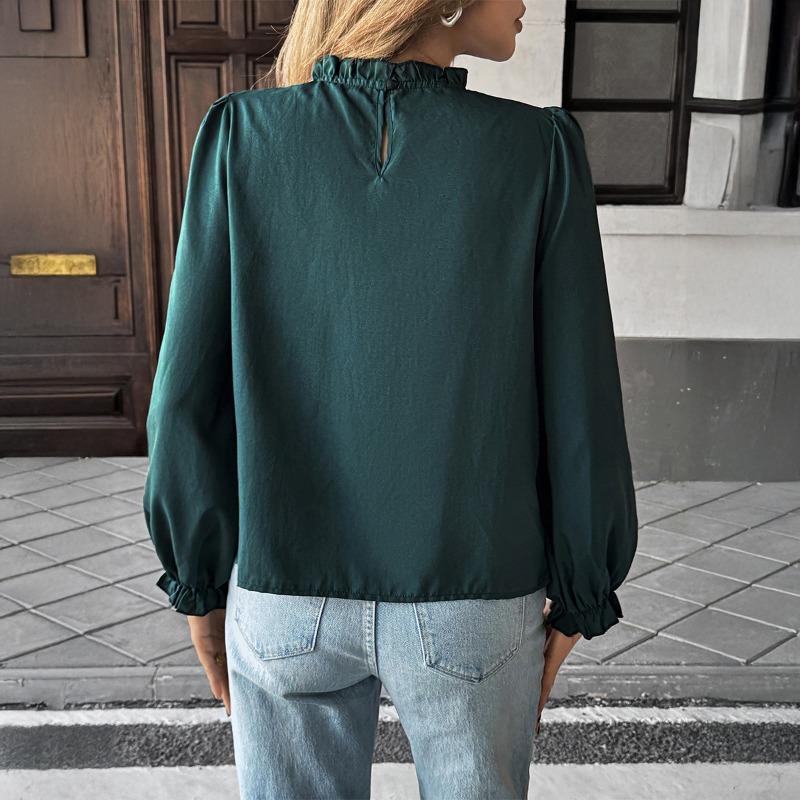 Sommerurlaub und Freizeitstil Einfarbiges Hemd Damen mit Schwarzpilz-Kanten