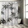 Modern Bamboo Leaves Waterproof Shower Curtain Heat Resistant Machine Washable Non-Transparent 180X180Cm