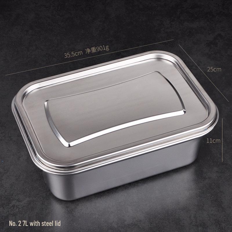 304 Stainless Steel Large Rectangular Food Storage Container for Kitchen and Refrigerator