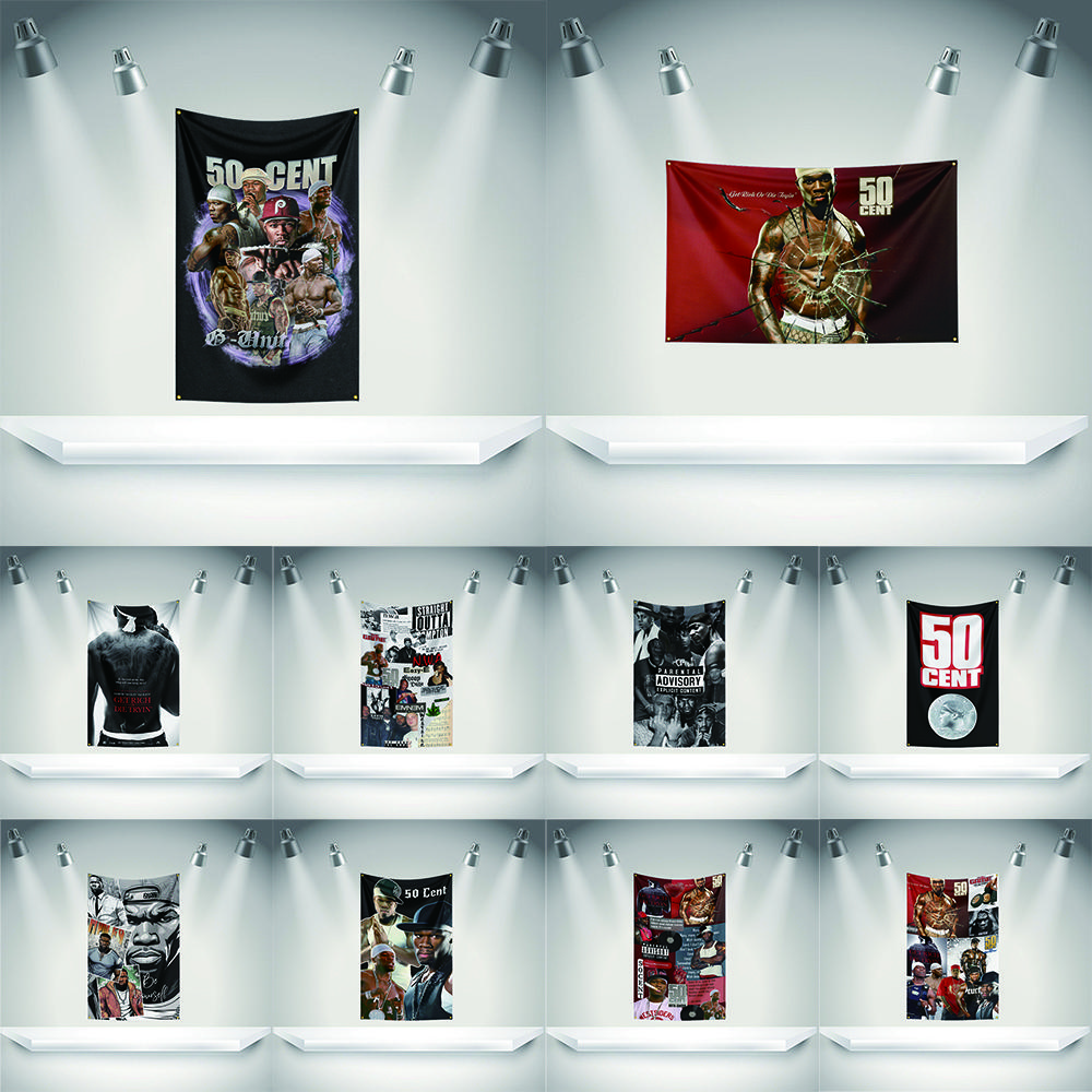 50 C-cents Flag Rock Music Band Banner HD Printing Tapestry Exhibition, Music Band Fans, Garage Decor