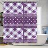 Purple Plaid Checkered Shower Curtain With Polka Dots For Bathroom Decor Customizable Size