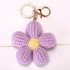 Knitted Keychain Handmade Crochet Flower Keychain Pink Bohemian Bag Charm Car Keys Backpack Accessories