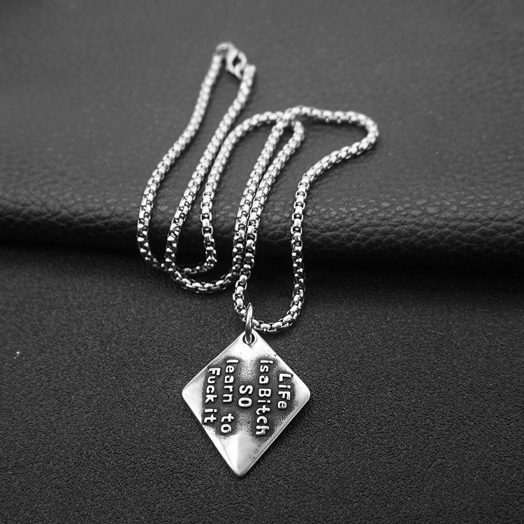 Unisex Titanium Steel Dog Tag Pendant with Punk Rock and Hip-Hop Design