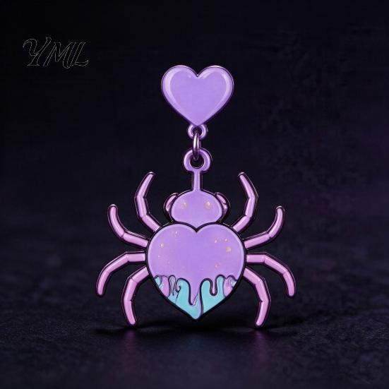 Lightweight Acrylic Jewelry 1 Pair Halloween Theme Earrings for Women, Gothic Pink Spider Party Accessories Dangle Drop Earrings, Spooky Holiday