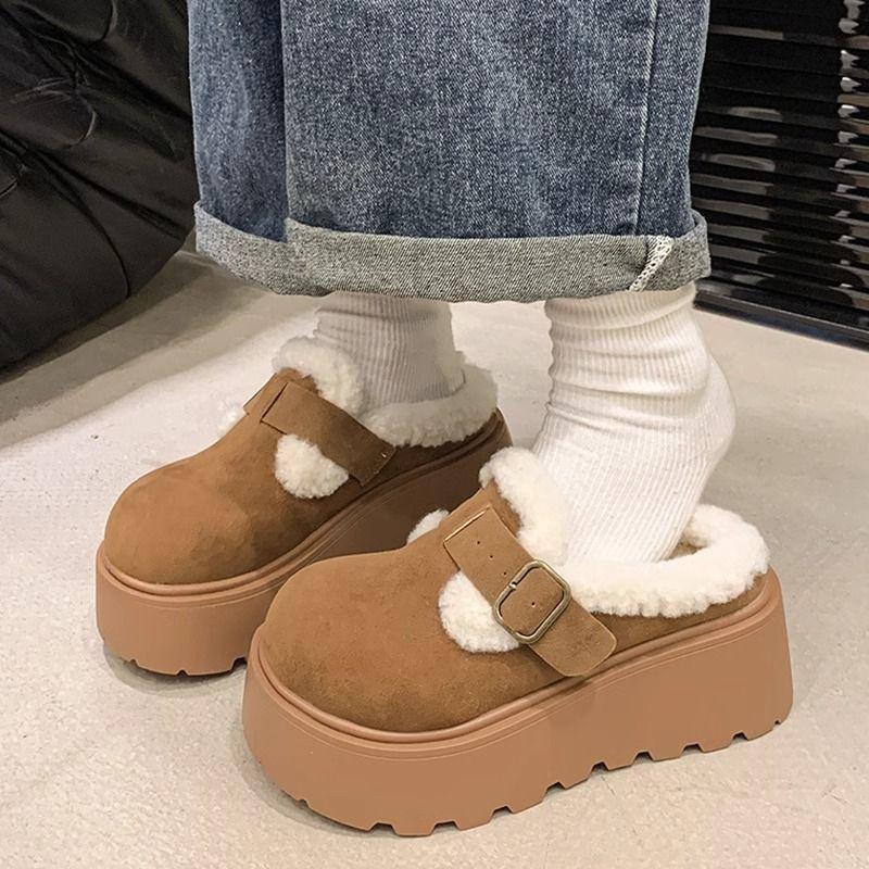 Annual bag head, half slippers, cotton slippers, thick bottom and soft bottom are not tired, increase the height, fluff is cute, daily