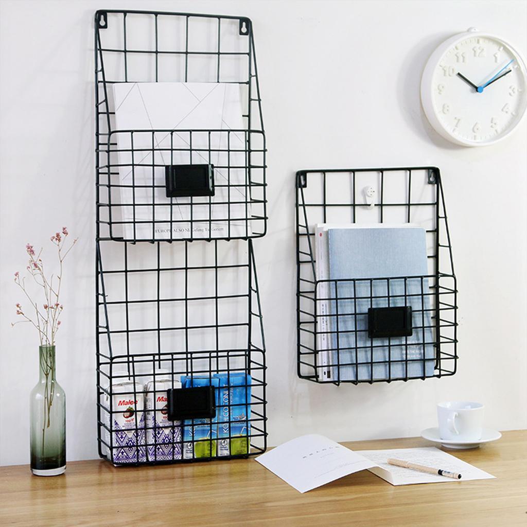 Iron Grid Book And Newspaper Rack Home Wall Decoration Wall Newspaper And Magazine Storage Bookshelf