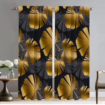 Tende Stampate Nero Oro per Camera da Letto Soggiorno Tenda Divisoria Tende Oscuranti 2 Pezzi Decorazione di Halloween