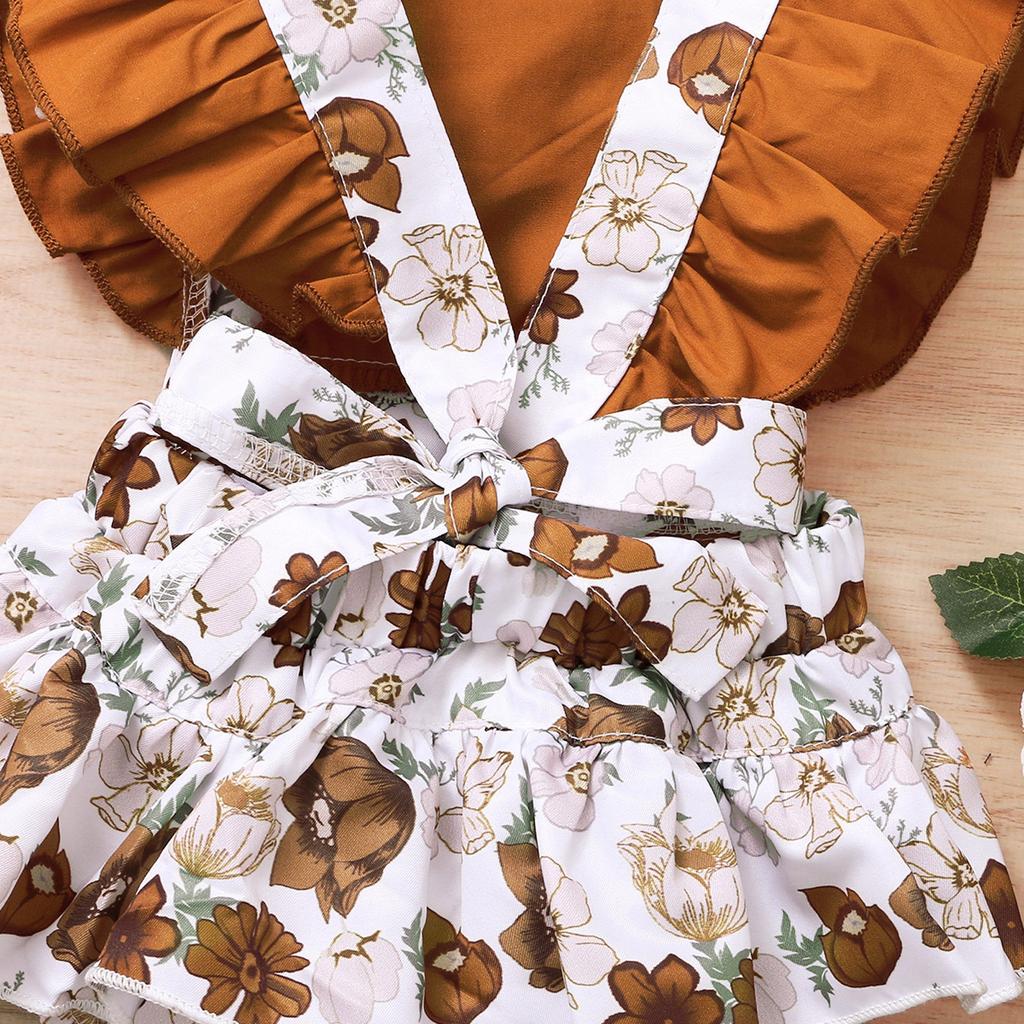 Infant Baby Girls Ruffle Snakeskin Printed Backless Romper Bodysuit+Headbands